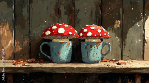 red and white mushrooms