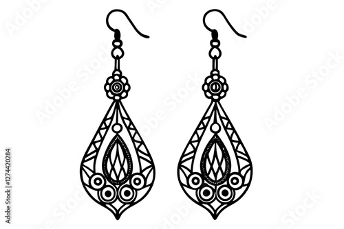 Stylish Dangling Earrings Vector – High-Quality Jewelry Art