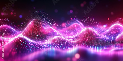 Wallpaper Mural Colorful abstract wave patterns displaying vibrant lights in a digital landscape at night Torontodigital.ca