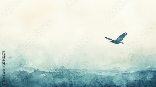 A serene haiku excerpt in soft calligraphy against a muted watercolor background,