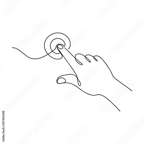 Oneline drawing hand touchscreen interface digital interaction technology
