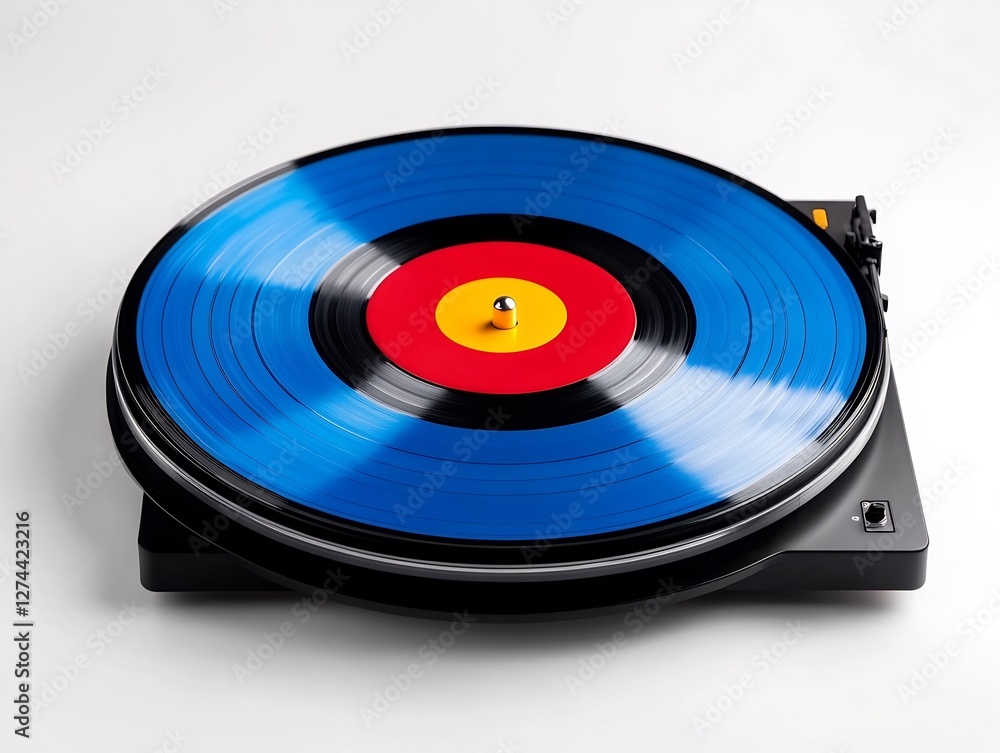 Fototapeta premium old vinyl record spinning on turntable music nostalgia