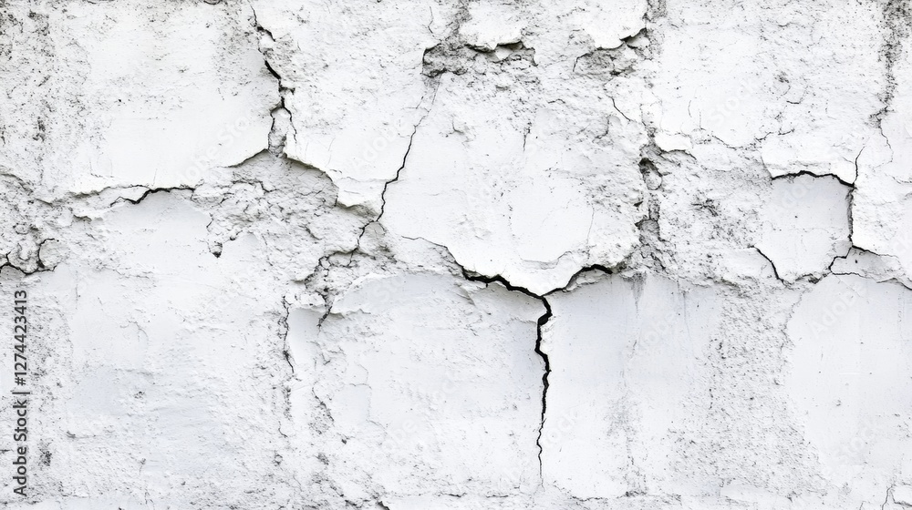 Obraz premium Cracked White Plaster Wall Texture 