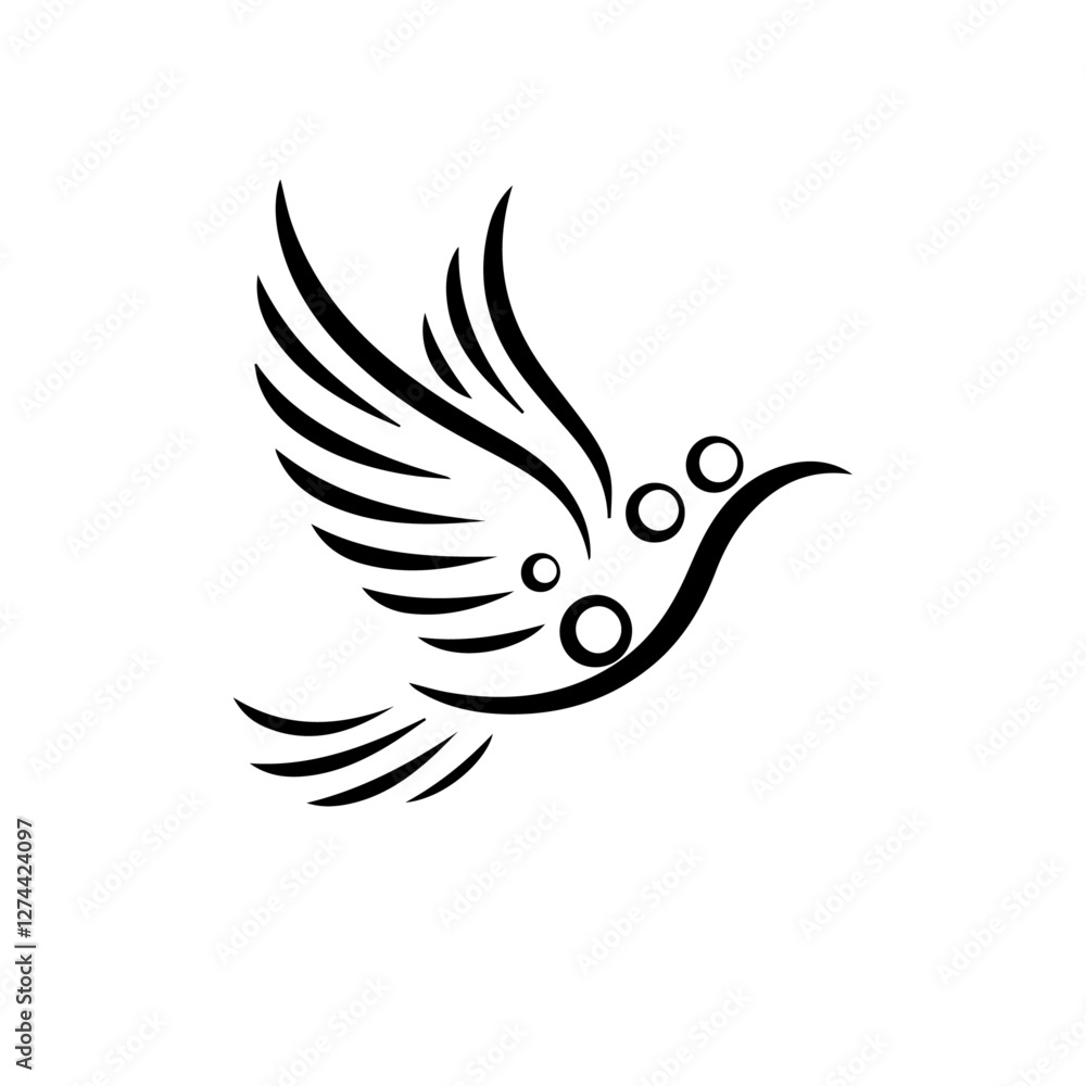 Fototapeta premium Abstract Flying Bird Logo – Elegant Line Art Vector