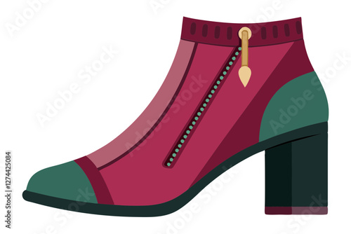 Trendy Ankle Boots Vector | Fashion Footwear Side View Illustration