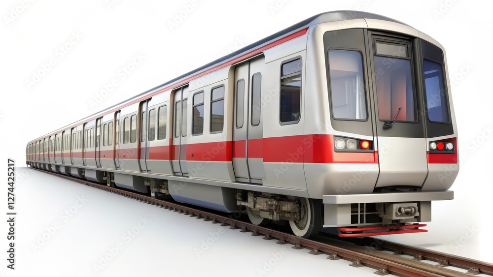 Modern Electric Multiple Unit Train on White Background Modern Electric Multiple Unit Train on White Background