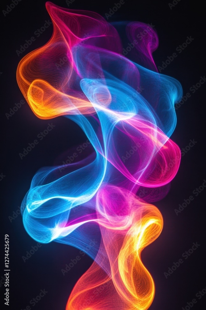 Abstract luminous waves with vibrant colors on dark background creating a modern and artistic visual effect for creative projects Abstract luminous waves with vibrant colors on dark background creating a modern and artistic visual effect for creative projects