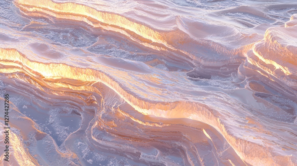 Obraz premium Tide Sculpted Ice Ridges with Soft Light Reflections Along the Coast