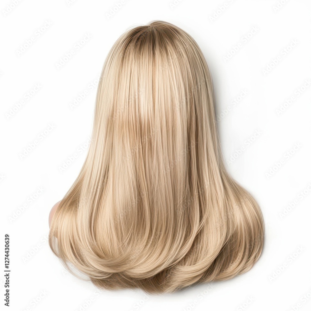 Fototapeta premium Blonde wig showcase isolated on white background hair styling elegant view