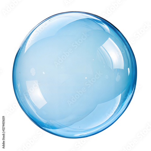 glass sphere  blue ball isolated on transparent background