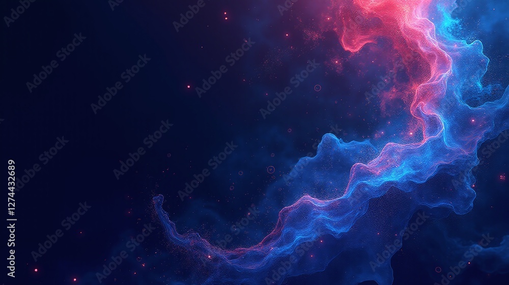 A captivating display of celestial particles in hues of blue and red. A captivating display of celestial particles in hues of blue and red.