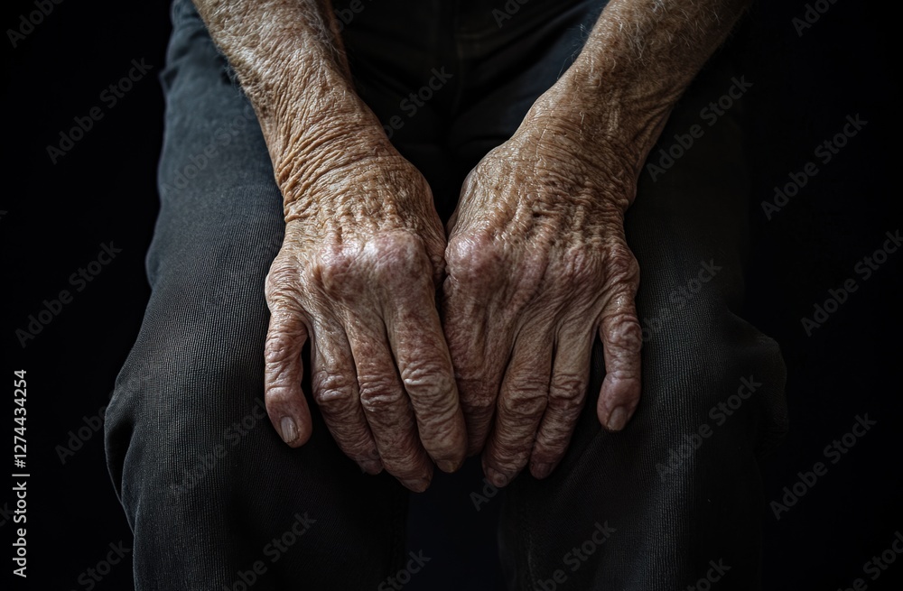 Fototapeta premium Hands of an elderly person reveal the passage of time and experience