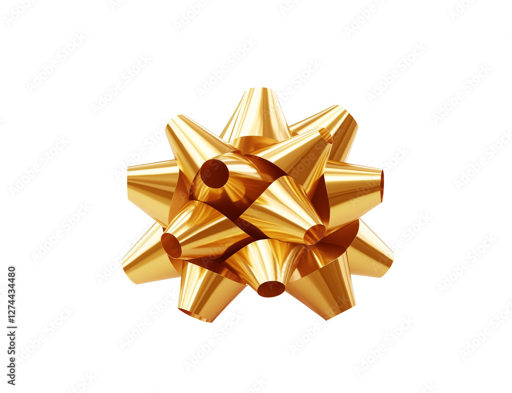 golden gift bow Isolated on a transparent background, Generative Ai golden gift bow Isolated on a transparent background, Generative Ai