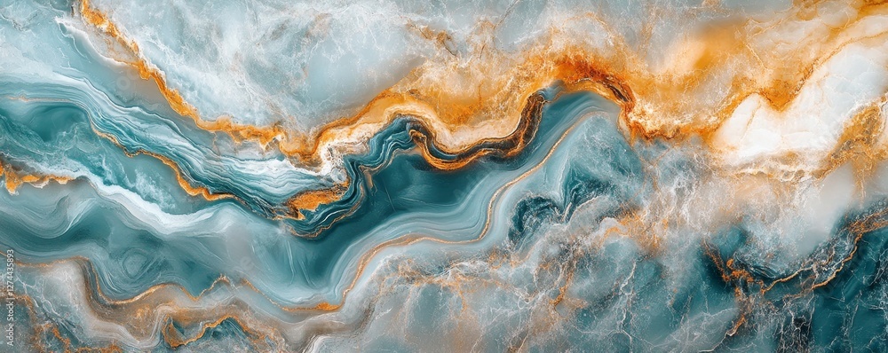 Fototapeta premium an abstract marble texture with waves and gold accents, ideal for artistic backgrounds. The flowing patterns and color scheme create a sense of elegance and luxury