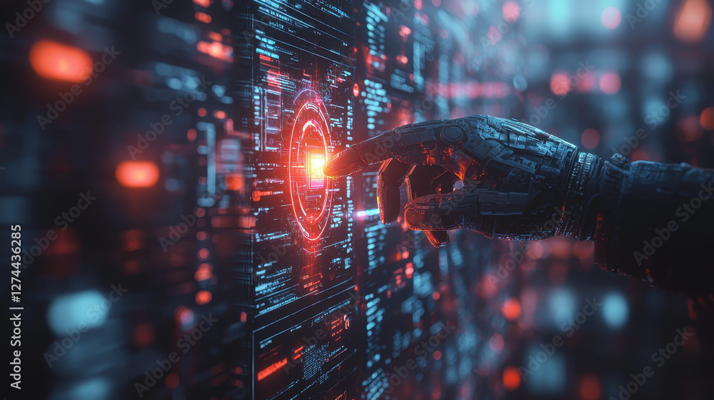 Cyber analyst scans digital articles for accuracy with AI-driven truth verification device in a futuristic newsroom environment with advanced lighting effects Cyber analyst scans digital articles for accuracy with AI-driven truth verification device in a futuristic newsroom environment with advanced lighting effects