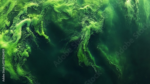 Close-Up of Algae Proliferation in Water Resulting from Nutrient Overabundance photo