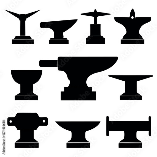 Black Silhouette Anvil Collection for Design and Crafts