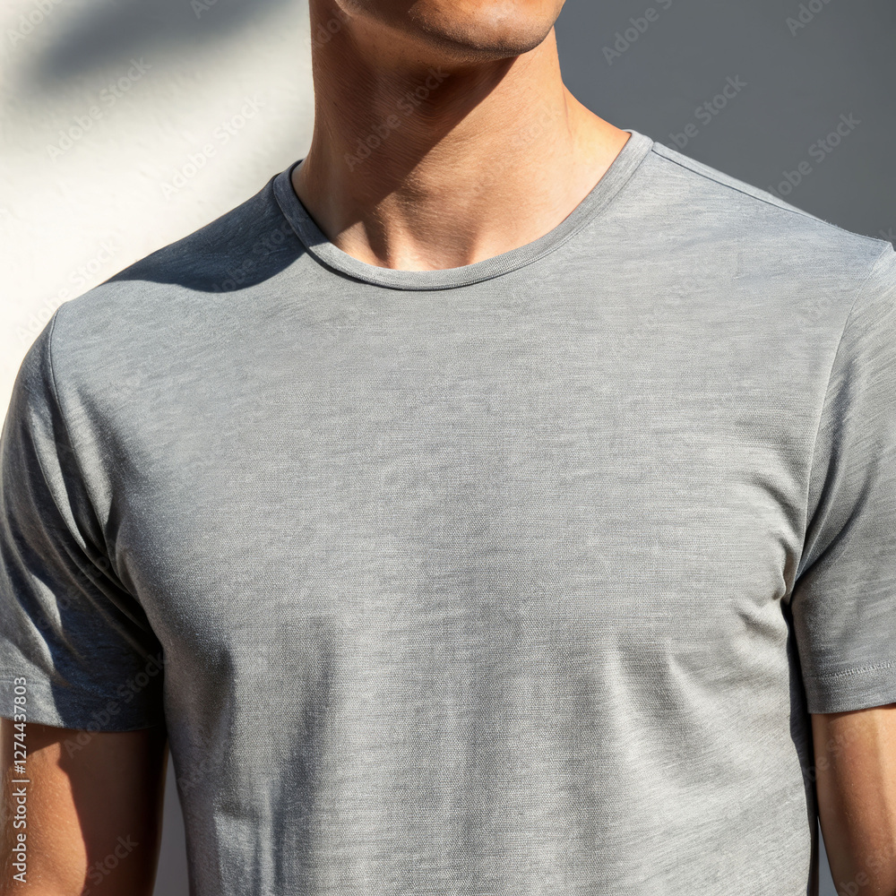 Close-up of a male wearing a plain gray shirt during daytime urban setting portrait photography Close-up of a male wearing a plain gray shirt during daytime urban setting portrait photography
