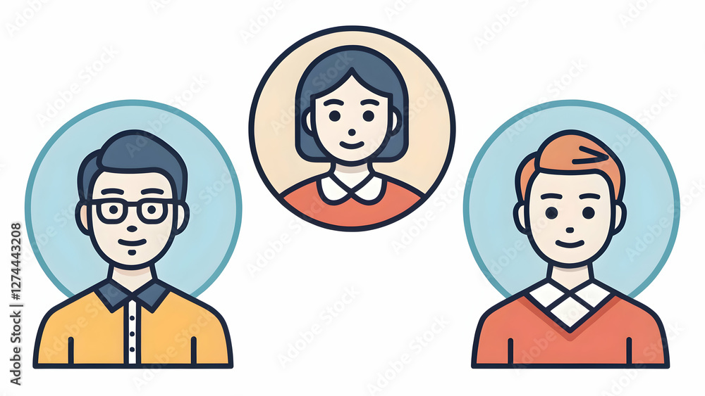 People Vector Icons Set. User and Avatar Icons in Flat Line Design. Person Symbol Illustration. People Vector Icons Set. User and Avatar Icons in Flat Line Design. Person Symbol Illustration.