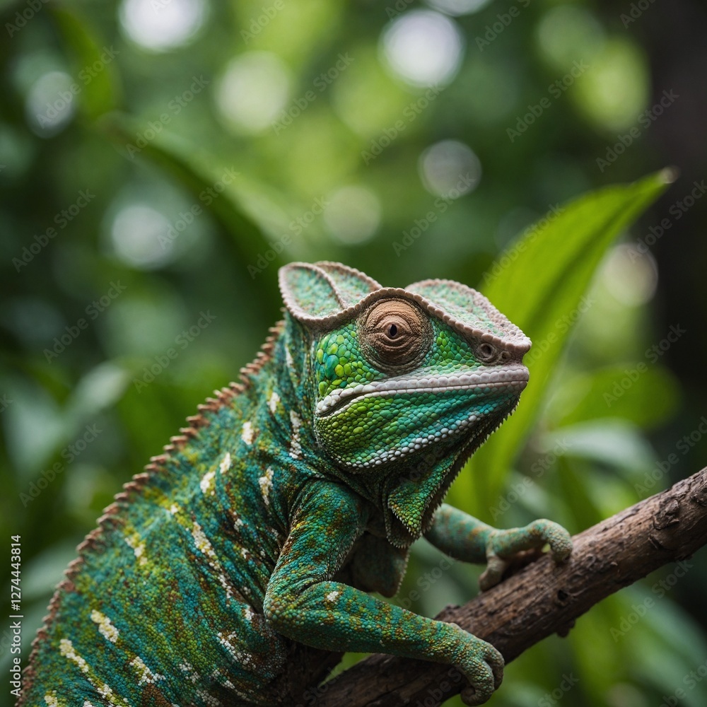 Fototapeta premium green iguana on a branch
