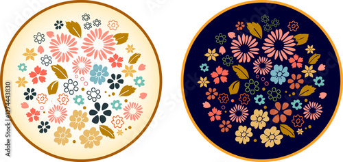 flowers and leafs in circle 