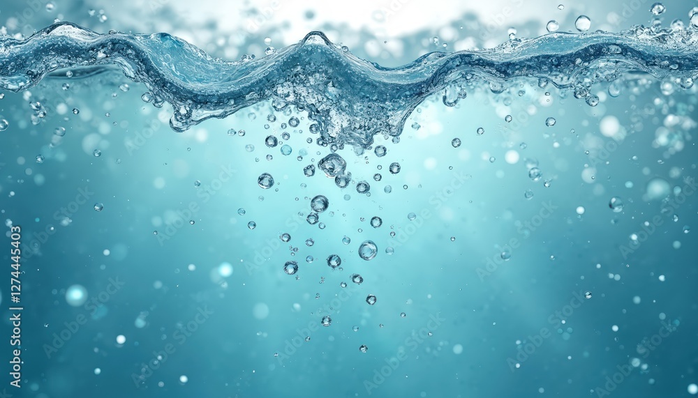 Illustration of fizzy water bubbles with moisture drops. Undersea abstract background of transparent liquid with rising oxygen. Carbonated drink with gas, refreshment illustration for summer. Illustration of fizzy water bubbles with moisture drops. Undersea abstract background of transparent liquid with rising oxygen. Carbonated drink with gas, refreshment illustration for summer.