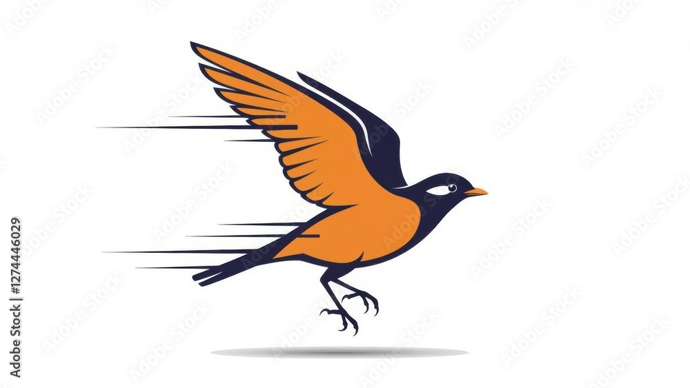 Fototapeta premium A stylized bird in swift flight, symbolizing speed and freedom.