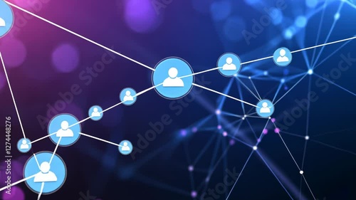 Abstract digital network connecting individuals, illustrating social connections and technology trends