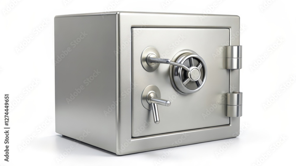 Steel Safe Box on White Background Steel Safe Box on White Background