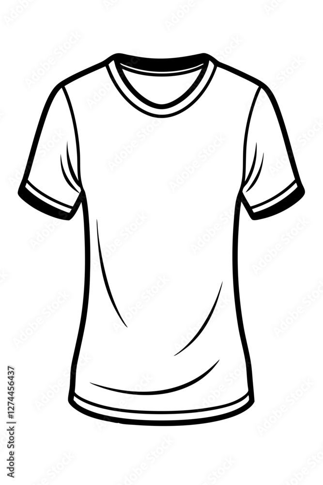 Naklejka premium Casual Crew Neck T-Shirt Line Drawing Vector Illustration