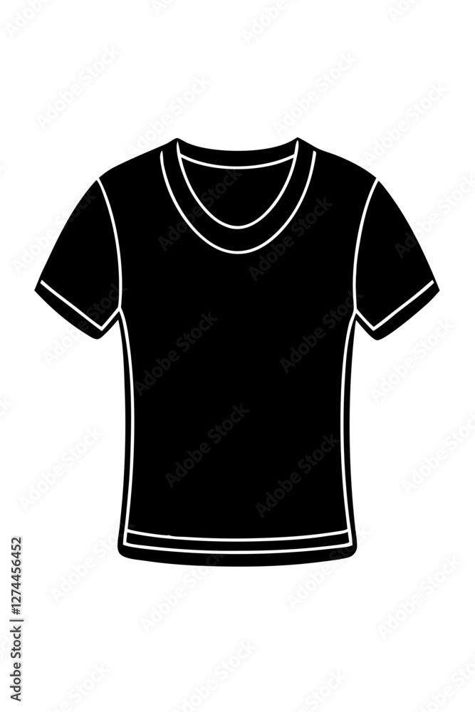Casual Crew Neck T-Shirt Line Drawing Vector Illustration Casual Crew Neck T-Shirt Line Drawing Vector Illustration