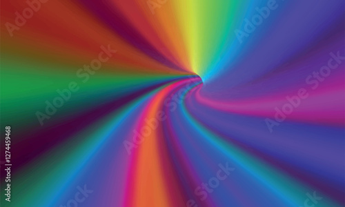 Abstract tunnel of a multicolor spectrum background. Gradient, red, colorful, golden, deeply, pink, swirl, green, multicolored, pink, blue, HD wallpaper. Rambo color sunburst background vector.