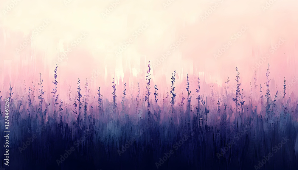 Abstract lavender field at sunrise, soft pastel colors, artistic impression Abstract lavender field at sunrise, soft pastel colors, artistic impression