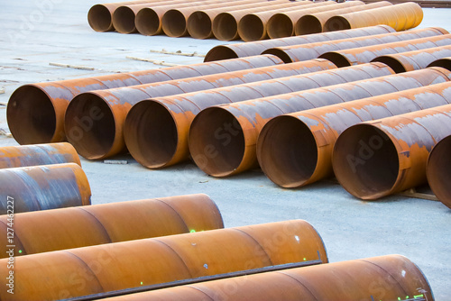 Big Steel pipes background at The Port of Sagunto city photo