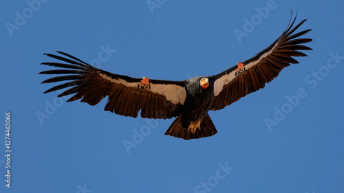 critically endangered California Condors in flight over Arizona high desert habitat