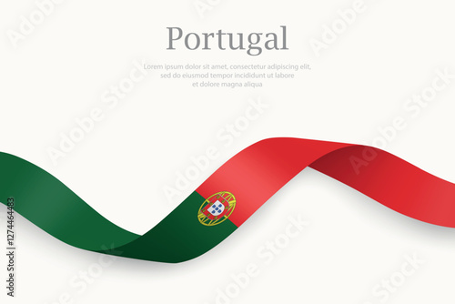 Portugal flag on Waving ribbon