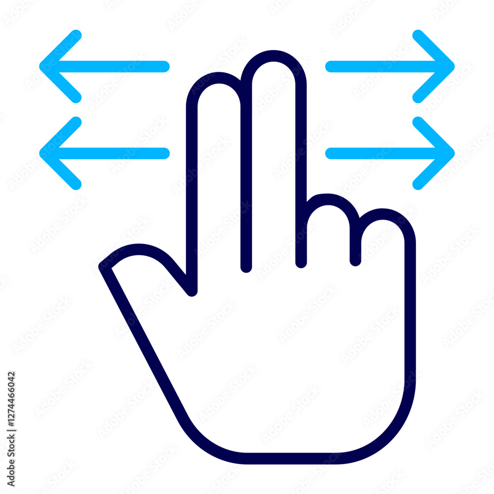 Swipe hand gesture Outline Color icon