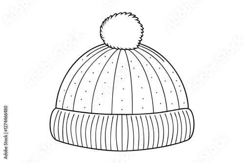 Cozy Winter Beanie Vector with Pom-Pom and Ribbed Knit Style photo