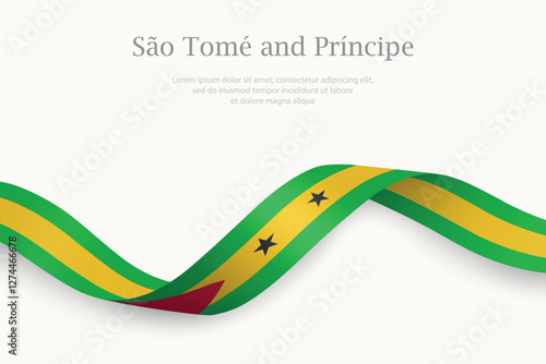 Sao Tome and Principe flag on Waving ribbon