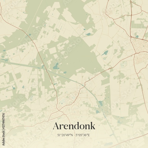 Vintage map of Arendonk, Belgium. photo