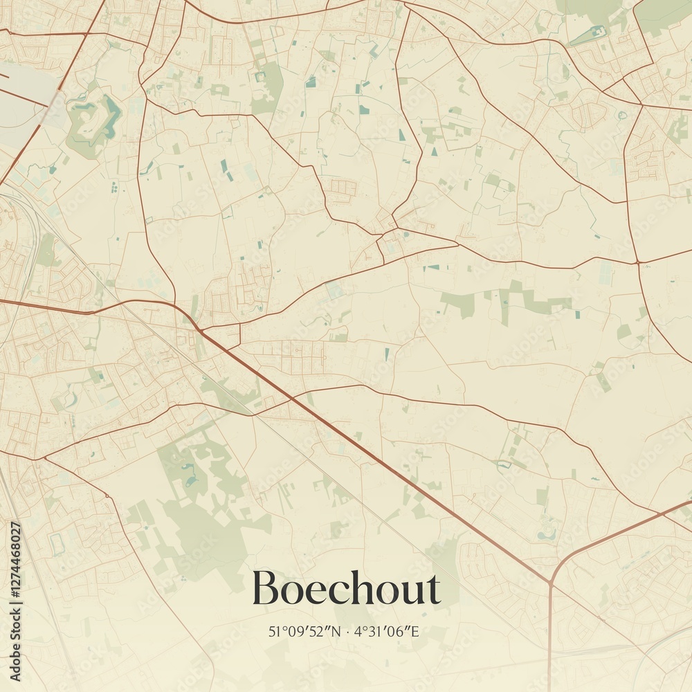 Obraz premium Vintage map of Boechout, Belgium.
