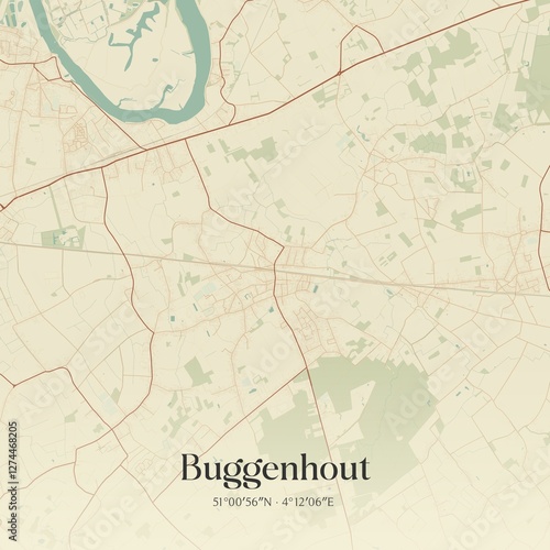 Obraz na płótnie Vintage map of Buggenhout, Belgium. w salonie