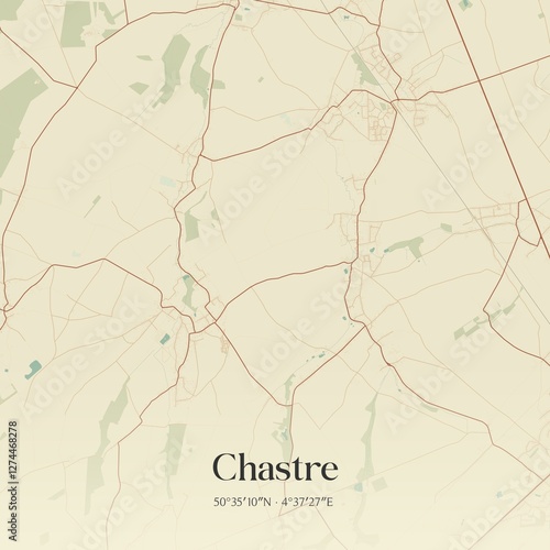 Obraz na płótnie Vintage map of Chastre, Belgium. w salonie