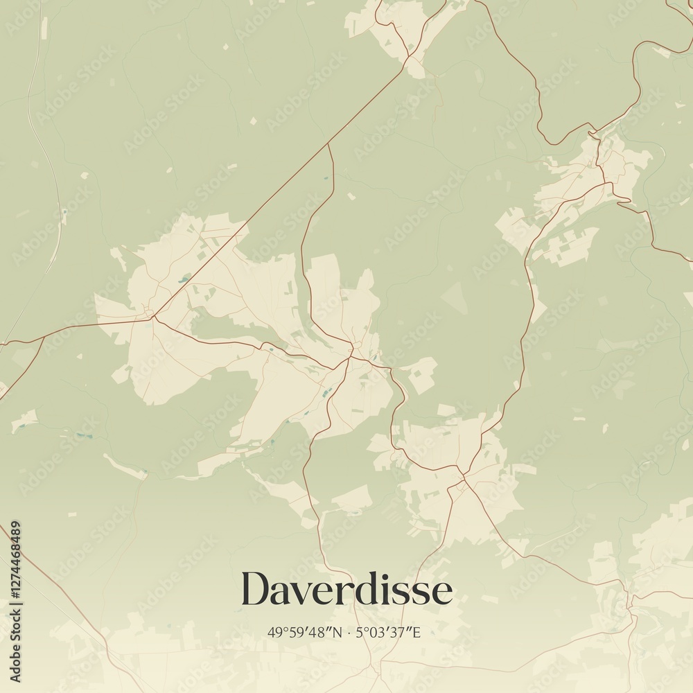 Vintage map of Daverdisse, Belgium.