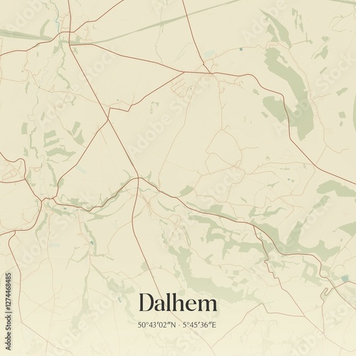 Obraz na płótnie Vintage map of Dalhem, Belgium. w salonie