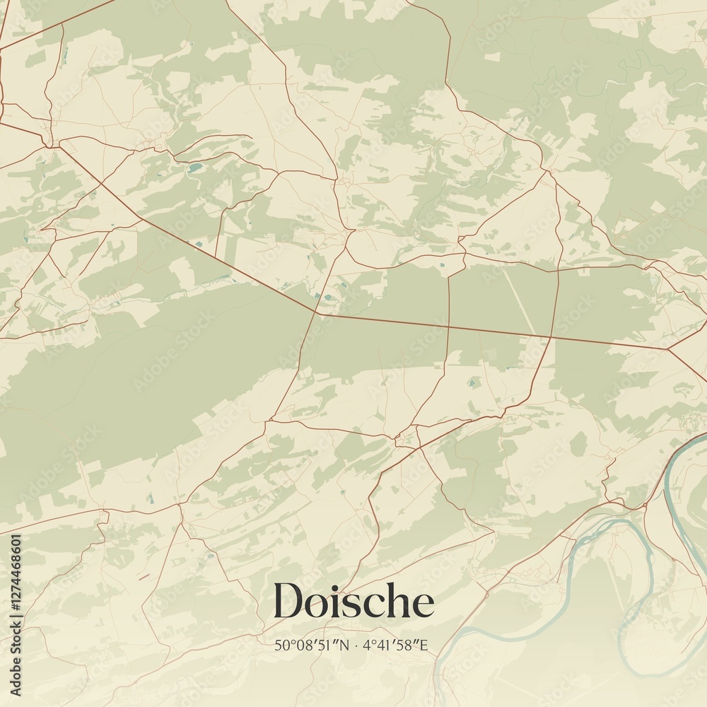 Vintage map of Doische, Belgium.