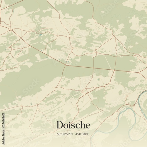 Obraz na płótnie Vintage map of Doische, Belgium. w salonie
