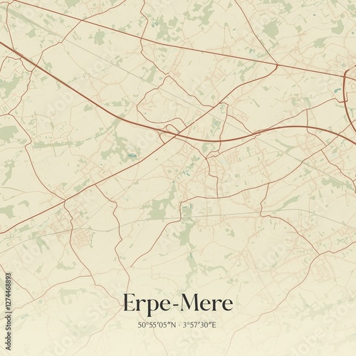 Obraz na płótnie Vintage map of Erpe-Mere, Belgium. w salonie