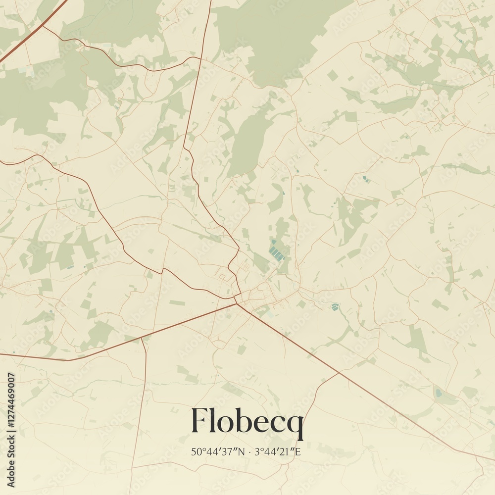 Vintage map of Flobecq, Belgium.