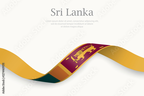 Sri Lanka flag on Waving ribbon